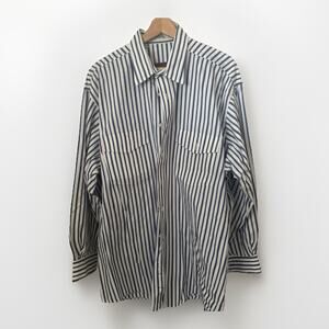 Lucchese Shirt Striped 1883 Button Down Western Made in USA 17.5x36